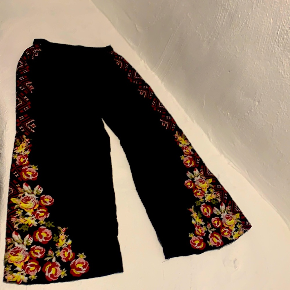 Black Embroidered Palazzo Pants
